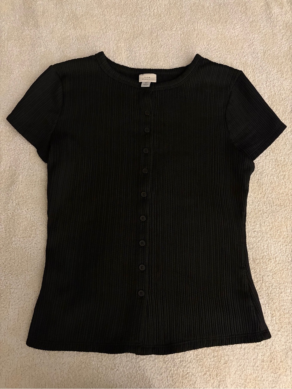 A New Day Black Button Front Top XS